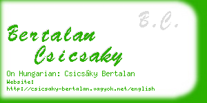 bertalan csicsaky business card